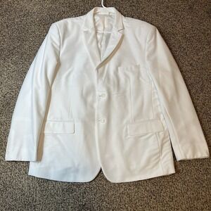 Cintas White Blazer Mens 50R 2-Button Polyester Dual Vent Lined Jacket